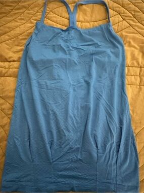 Blue Lululemon top.